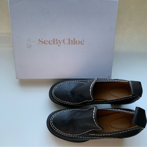 See by Chloe Claudia platform high heel Leather pumps contrast stitching black - Picture 10 of 10